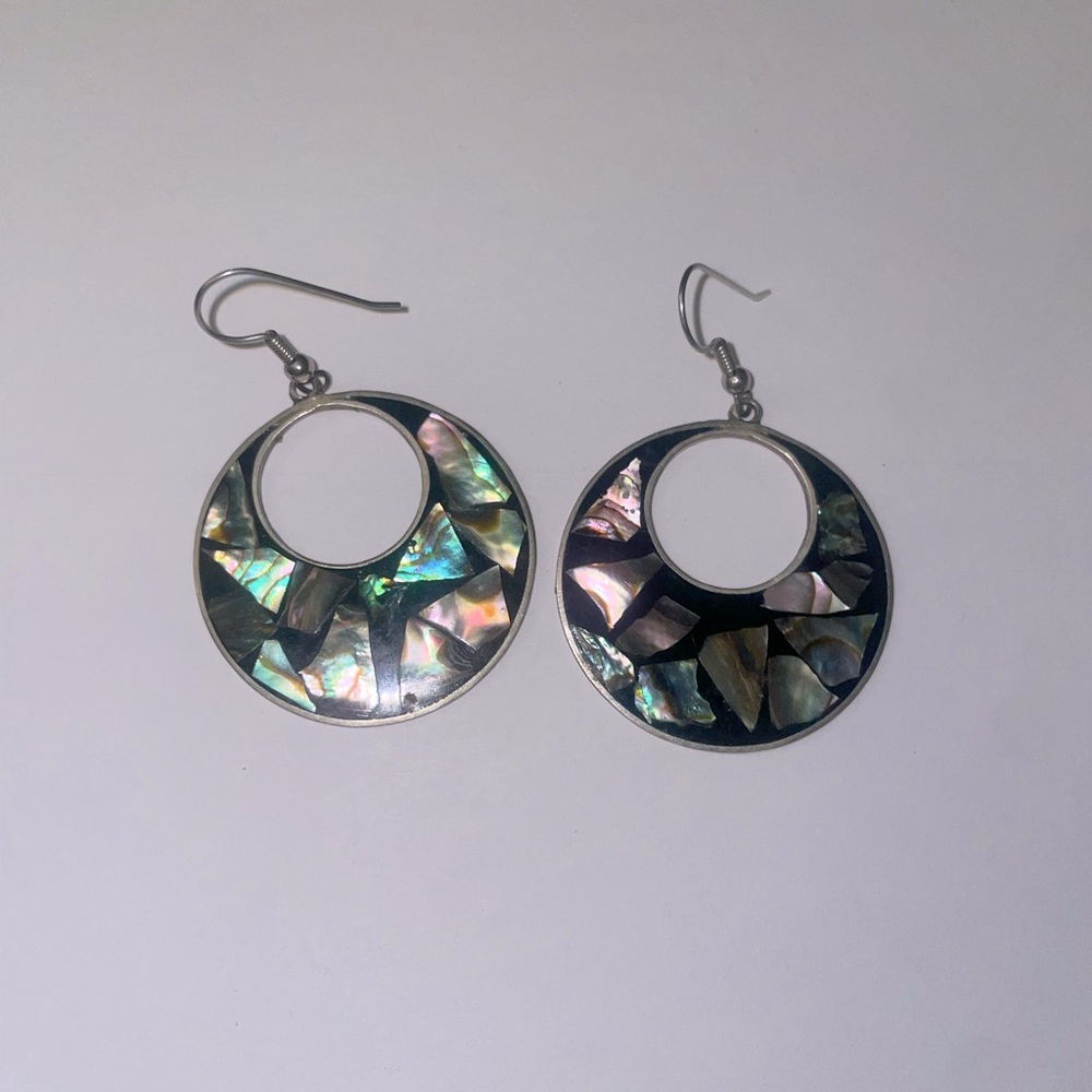 925 sterling silver Vintage handmade seashell earrings